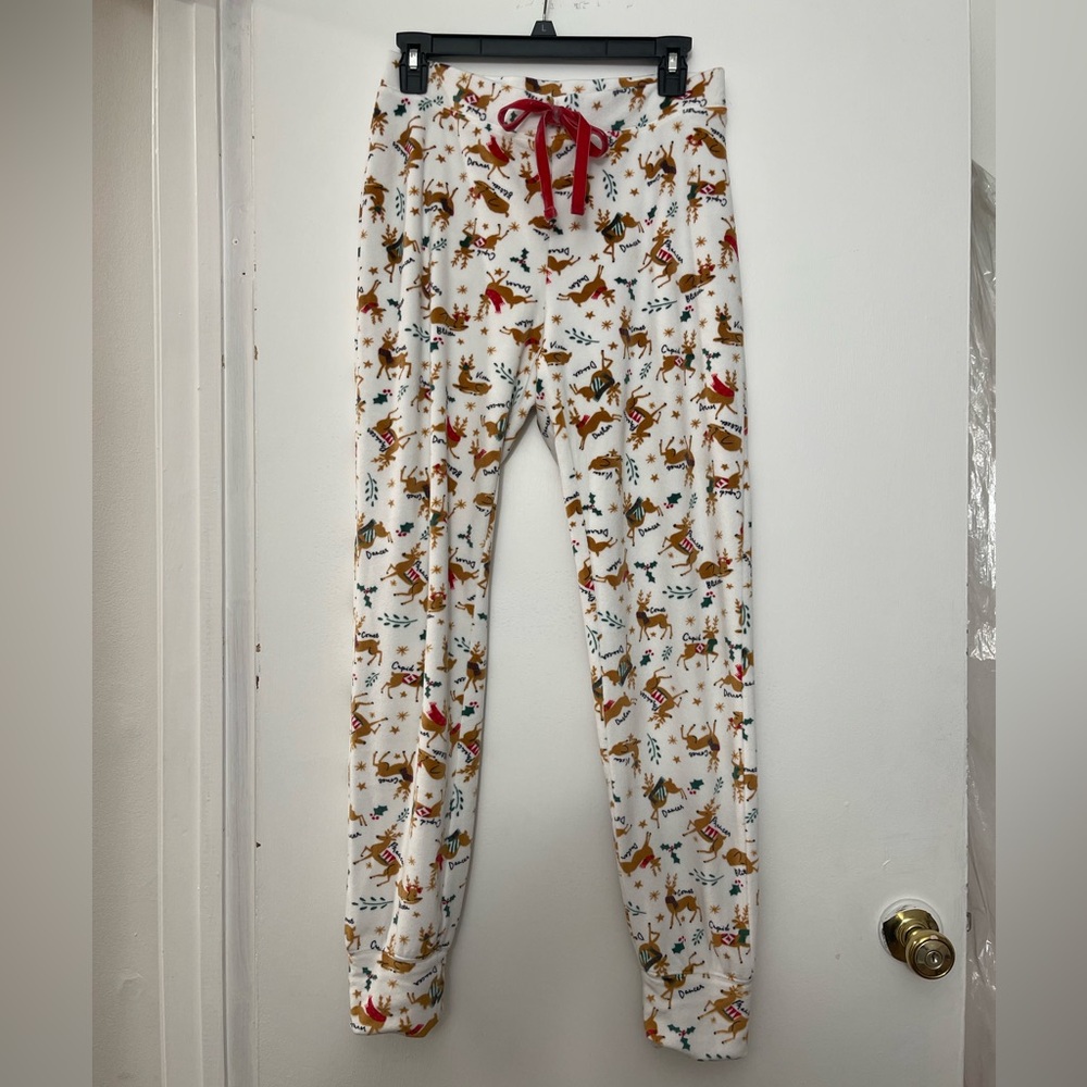 Festive Reindeer Print Pajama Pants